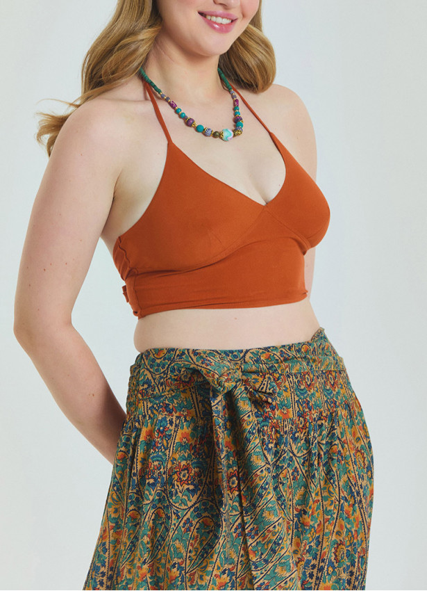 Gipe Detailed Waist Tied Petrol Plus Size Skirt 4589